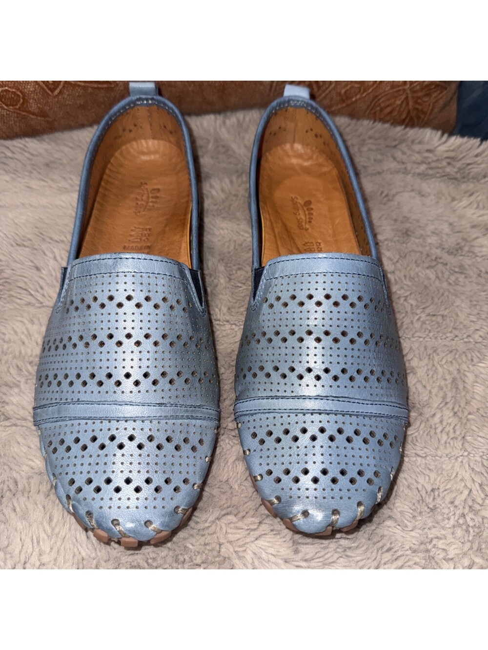 Spring Step Fusaro Loafers Shoes Womens Size 7 US 37 EU Blue Perforated Leather